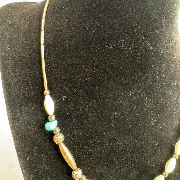 Native American Necklace Vintage Blue White Turquoise Southwestern Boho VTG - Picture 9 of 9